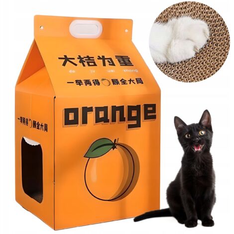 Tiragraffi coreano in cartone per gatti, cartone del latte, succo d'arancia