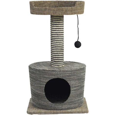 Tiragraffi Elegante con colonna e cuccia con gioco pendente per gatti