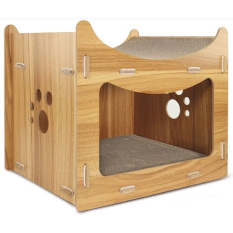 Tiragraffi in legno e cartone modello Pagoda con catnip per gatti