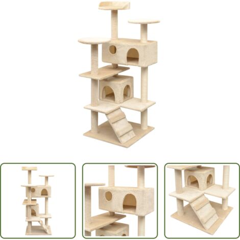 Tiragraffi in sisal -  Albero per Gatti con Tiragraffi in Sisal 125 cm Beige
