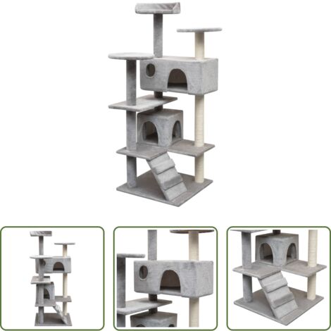 Tiragraffi in sisal - Albero per Gatti con Tiragraffi in Sisal 125 cm Grigio