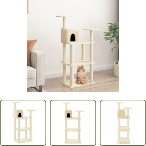 Tiragraffi in sisal -  Albero per Gatti con Tiragraffi in Sisal Crema 118,5 cm