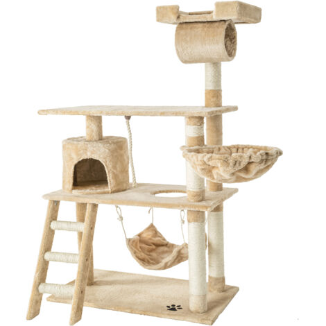 Yaheetech Albero Tiragraffi Per Gatti Da Soffitto Regolabile - 226-265,5 Cm, Grigio, 5 Livelli Con Cucce - Foto 7