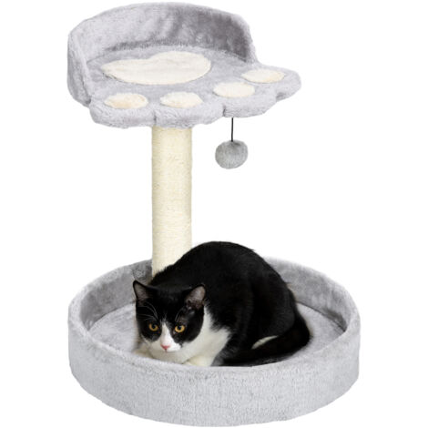 Tiragraffi per Gatti 41x41x44 cm Doppio Lettino in Juta e Peluche Grigio Chiaro
