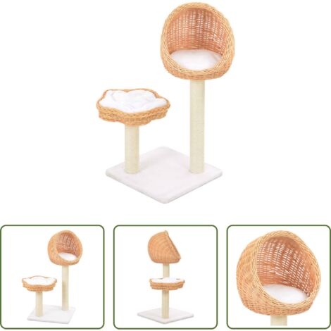 Tiragraffi per gatti -  Albero per Gatti con Tiragraffi in Legno di Salice Naturale