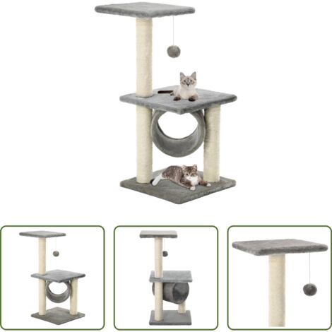 Tiragraffi per gatti -  Albero per Gatti con Tiragraffi in Sisal 65 cm Grigio