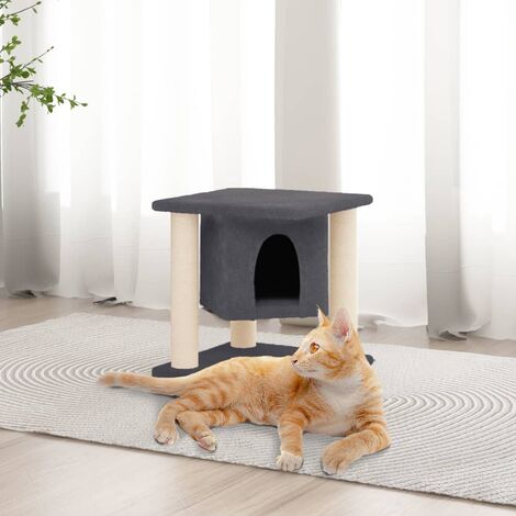 Tiragraffi per gatti in legno e corda di sisal di colore blu scuro Vida XL  - Habitium®