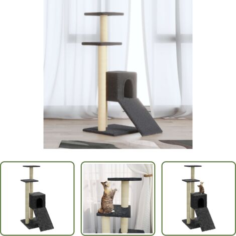 Tiragraffi per gatti -  Albero per Gatti con Tiragraffi in Sisal Grigio Scuro 92 cm