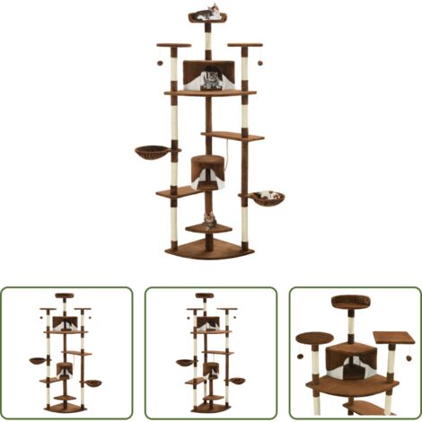 Tiragraffi per gatti -  Albero per Gatti e Tiragraffi in Sisal 203 cm Marrone e Bianco