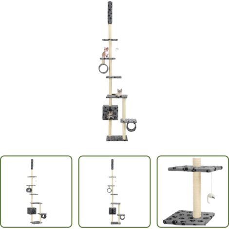 Tiragraffi per gatti -  Albero per Gatti e Tiragraffi Sisal 260cm Zampe Stampate Grigio