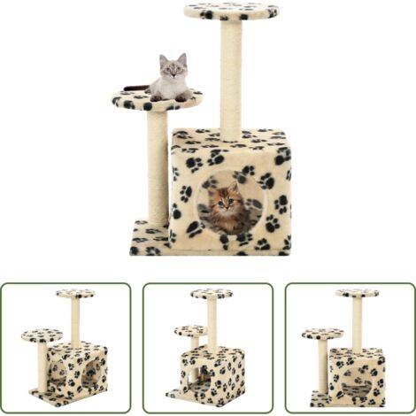 Tiragraffi per gatti -  Albero per Gatti e Tiragraffi Sisal 60 cm Zampe Stampate Beige