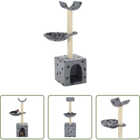 Tiragraffi per gatti -  Albero per Gatti Tiragraffi Sisal 105 cm Zampe Stampate Grigio