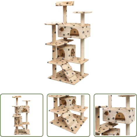 Tiragraffi per gatti -  Albero per Gatti Tiragraffi Sisal 125 cm Zampe Stampate Beige