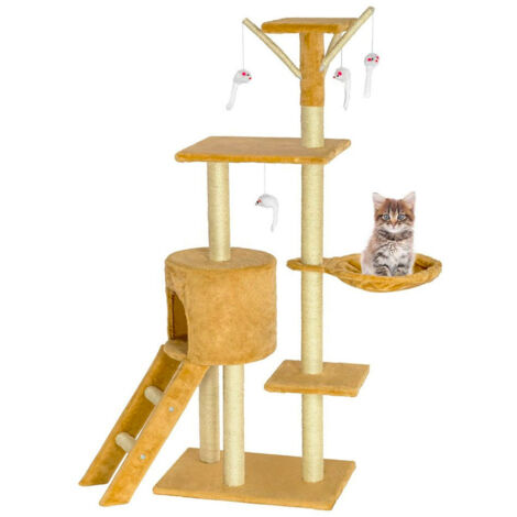 Tiragraffi per Gatti Albero Sisal Parco Giochi Gioco x Gatto Tira Graffi Beige