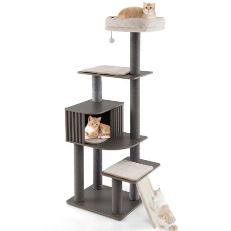 Tiragraffi per gatti con grotta e tiragraffi in sisal 171 cm grigio