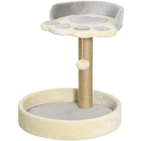TIRAGRAFFI PER GATTI CON LETTINI. CORDA IN JUTA E PELUCHE. 41X41X44 CM. GRIGIO E BEIGE