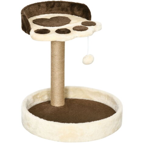 TIRAGRAFFI PER GATTI DA 5KG MAX CON LETTINO E PALLINA DA GIOCO, IN TRUCIOLATO, PELUCHE E CORDA DI JUTA, 41X41X44 CM