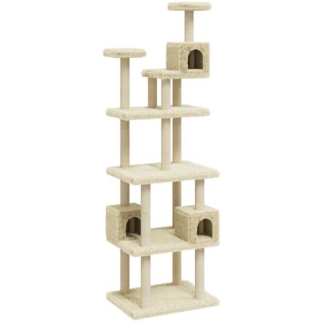 Tiragraffi per gatti Mobili per arrampicata su torre Tiragraffi piattaforma da arrampicata con tiragraffi in sisal 188 cm crema 020022506