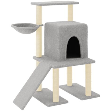 Tiragraffi per gatti Mobili per arrampicata su torre Tiragraffi piattaforma da arrampicata con tiragraffi in sisal leggero 96,5 cm grigio 020022632