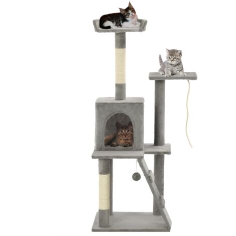 Tiragraffi per gatti nicchia peluche in sisal 120 cm grigio 3702214