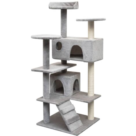 Tiragraffi per gatti，Albero per Gatti con Tiragraffi，Graffiatoio gatto，Gioco per gatti in Sisal 125 cm Grigio XZZ837499 BonneVie