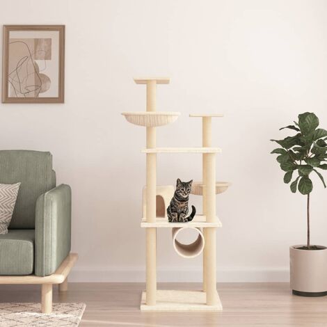 EASYCOMFORT Albero Tiragraffi per 1-2 Gatti di 4.5kg, Palestra Castello per  Gatti con 3 Livelli, Cuccia, Lettino e Palo in Corda Sisal, Grigio  48x48x104cm