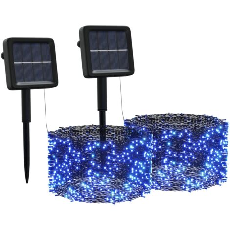 Tiras de luces solares LED 2 uds azul interior/exterior vidaXL