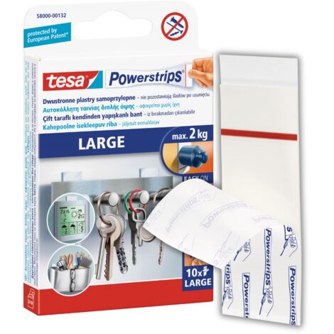Tiras de montaje tesa POWERSTRIPS, 10 unidades, grandes, 2 kg