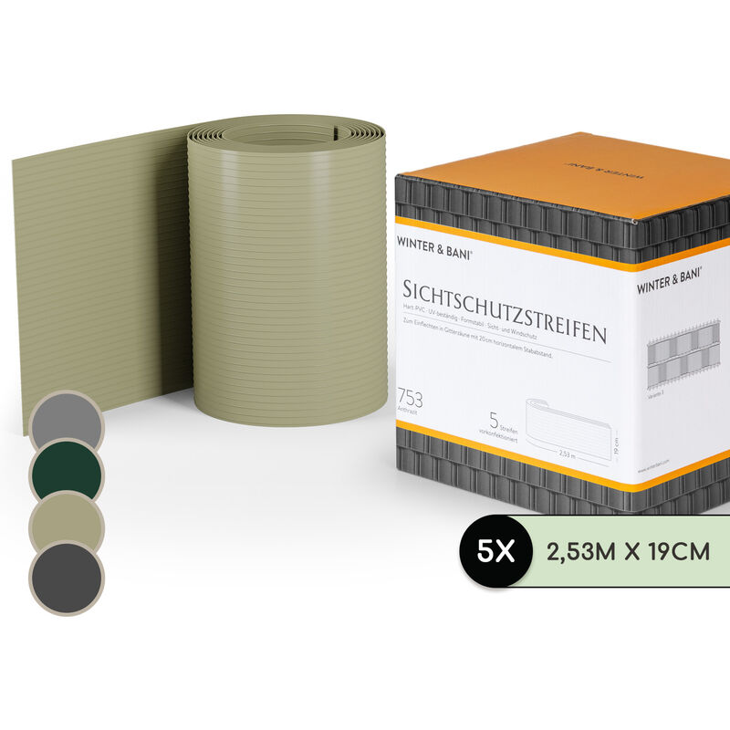 

Tiras de protección visual para vallas plástico duro PVC 2,53 x 0,19 m