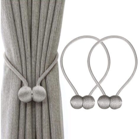Tiras magnéticas de cortina, trenzadas, para cortinas (gris)