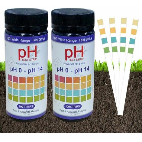 Tiras reactivas de pH, 200 tiras Tiras reactivas de pH del suelo, Tiras reactivas de pH para suelo, Papel de prueba (pH 0-14), Probador de pH de suelo de jardín, Kit de prueba de pH para análisis de s