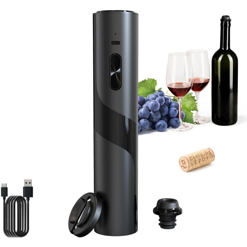 Tire-bouchon électrique 3 en 1 avec coupe-capsule et bouchon à vin Tire-bouchon portable Ouvre-bouteille de vin automatique sans fil avec chargeur