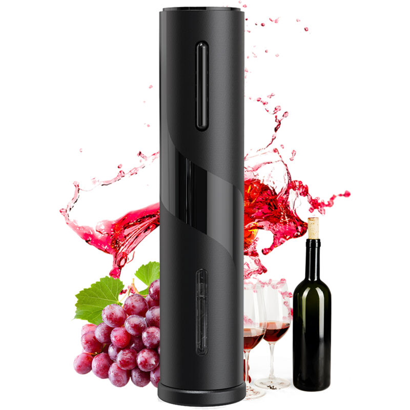 Tire-bouchon électrique 4 en 1 avec décapsuleur, carafe à vin avec aérateur, coupe-capsule et bouchon à vin sous vide, rechargeable par USB, sans