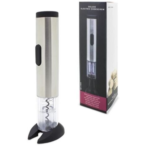 Tire-bouchon électrique acier inox + coupe capsule - Tire-bouchon avec socle - Multicolore - Noir - 1 pièce