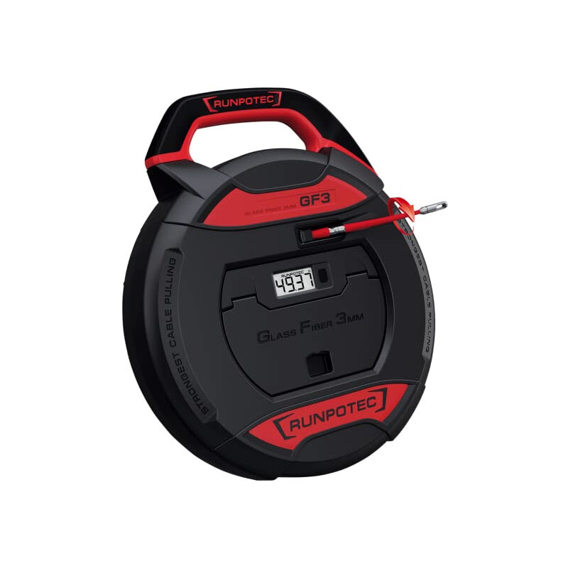 Runpotec - 10195 GF3 extracteur de CâBLE 50 m avec MèTRE NUMéRIQUE et tige en fibre de verre ø 3 mm