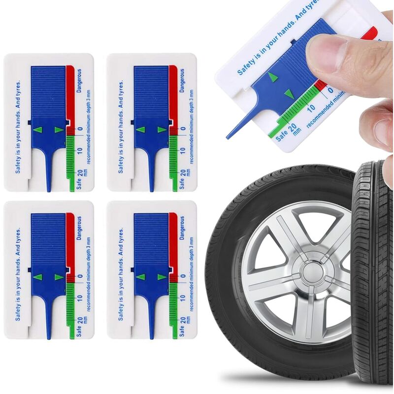 Tire depth gauge, depth gauge, tire depth gauge, parts depth gauge, tire wear test, tread depth gauge, depth caliper, 4 pcs
