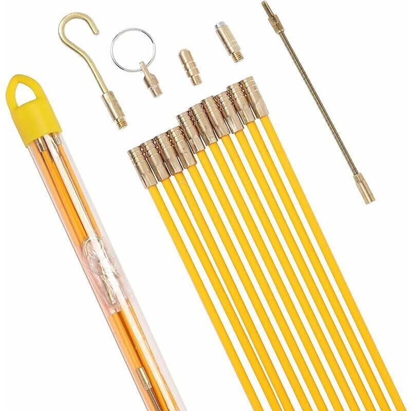 Fei Yu - Tire fil électriques Jeu de baguettes fibre de verre,Kit rétractable d'installation pour Cable en Boîtier Plastique 33cmX10 pièces