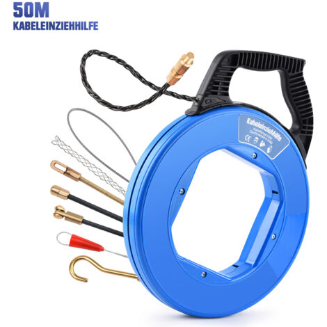 Tire Fils Electricien Aiguille 4,5mm 50m,  Electrique Solide CâBle Fibre De Traction Avec 7 Adaptateur En fibre de verre RéTraction Aide De Ruban De Poisson
