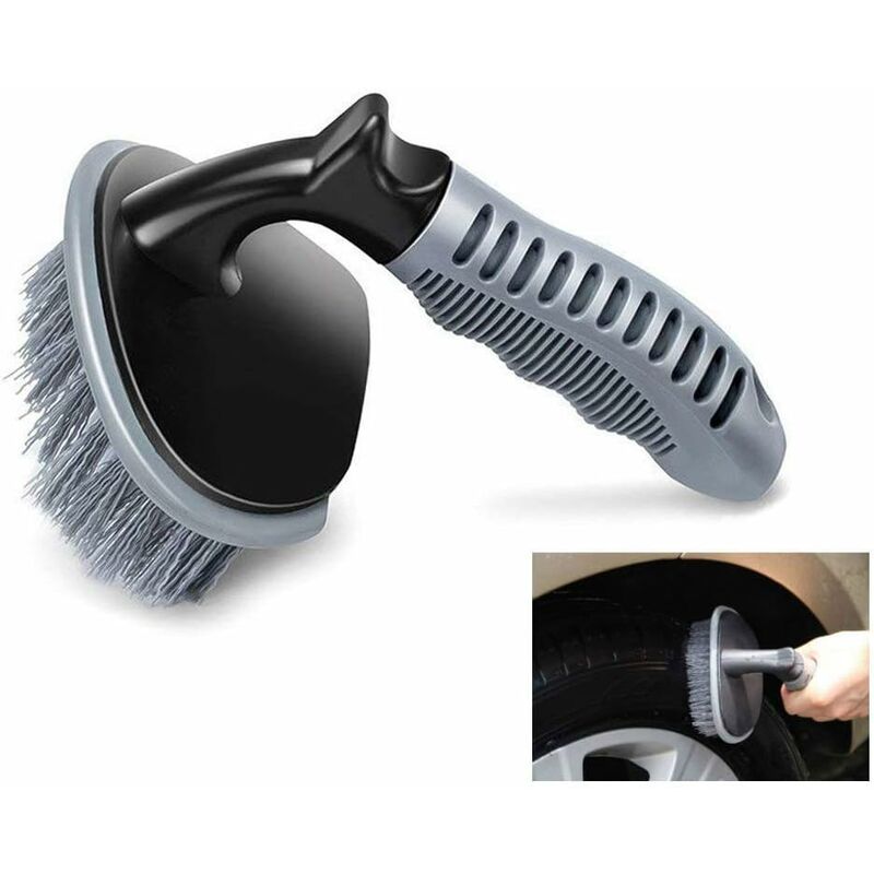 Tire wash brush with universal rubber handle, high quality