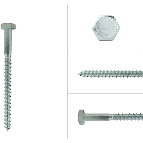 Tirefond galvanisé M10 x 130 mm - Par 50 pièces