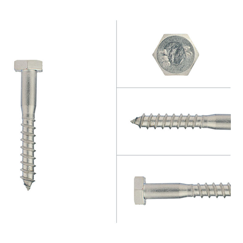 Wovar - Tirefond inox M10 x 70 mm - Par 100 pièces