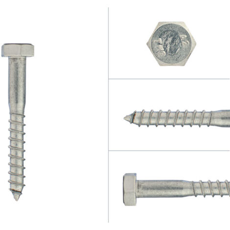 Tirefond inox M8 x 60 mm - Par 100 pièces