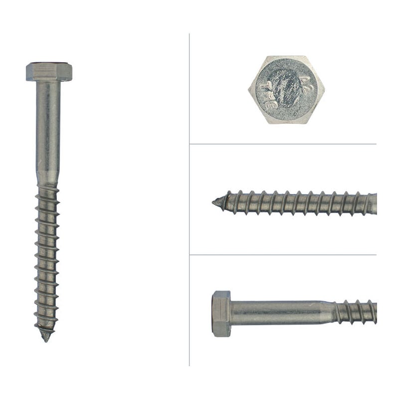 Tirefond inox M8 x 80 mm - Par 100 pièces