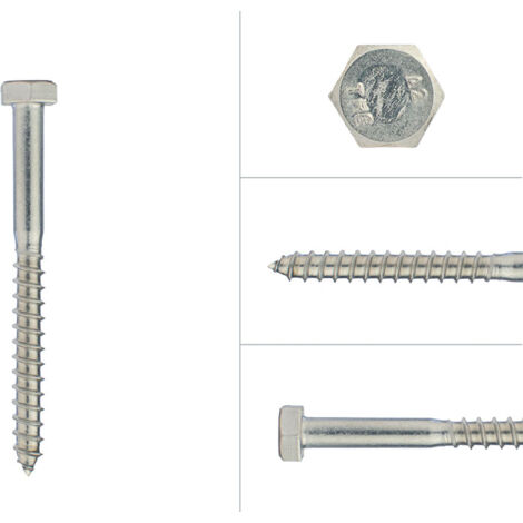 Tirefond inox M8 x 90 mm - Par 100 pièces