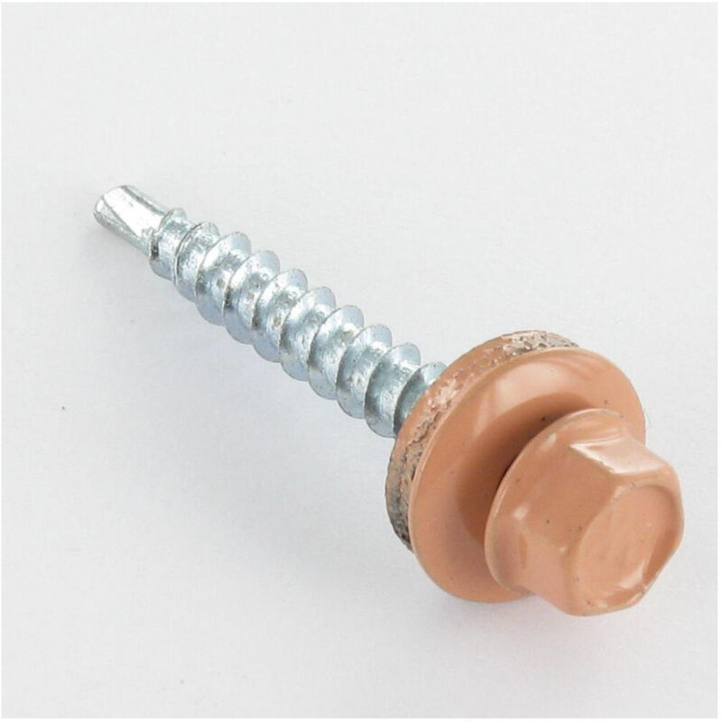 Vis Express - Vis autoperceuse Tête hexagonale th 4.8X35 Rondelle d'étanchéite avec joint néoprene epdm Acier zingué RAL3012-100 pièces