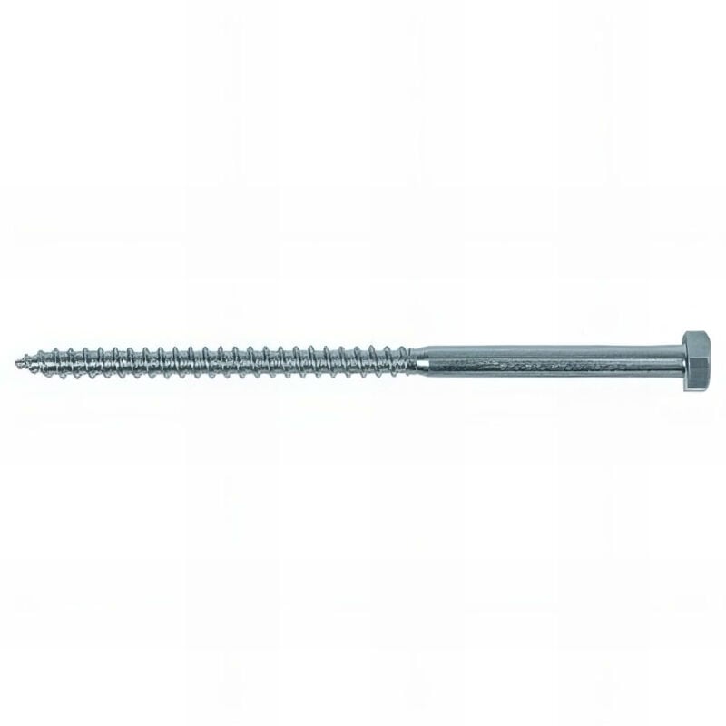 10 Tirefonds - Tête hexagonale 21 mm - d. 14 x 400 mm - Zingué - Boîte de 10 pcs