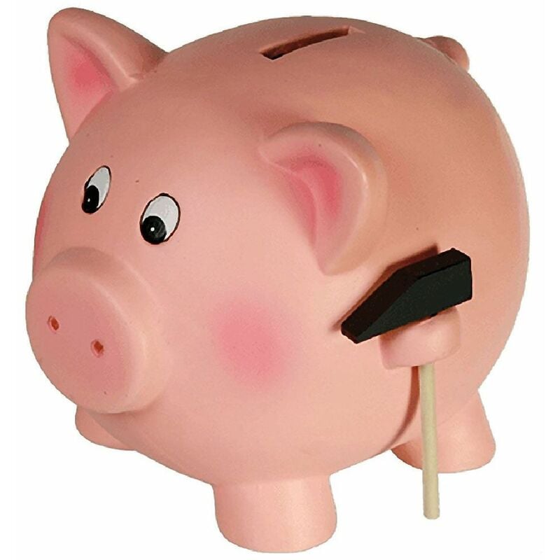 Ac-deco - Tirelire en terre cuite cochon avec le petit marteau