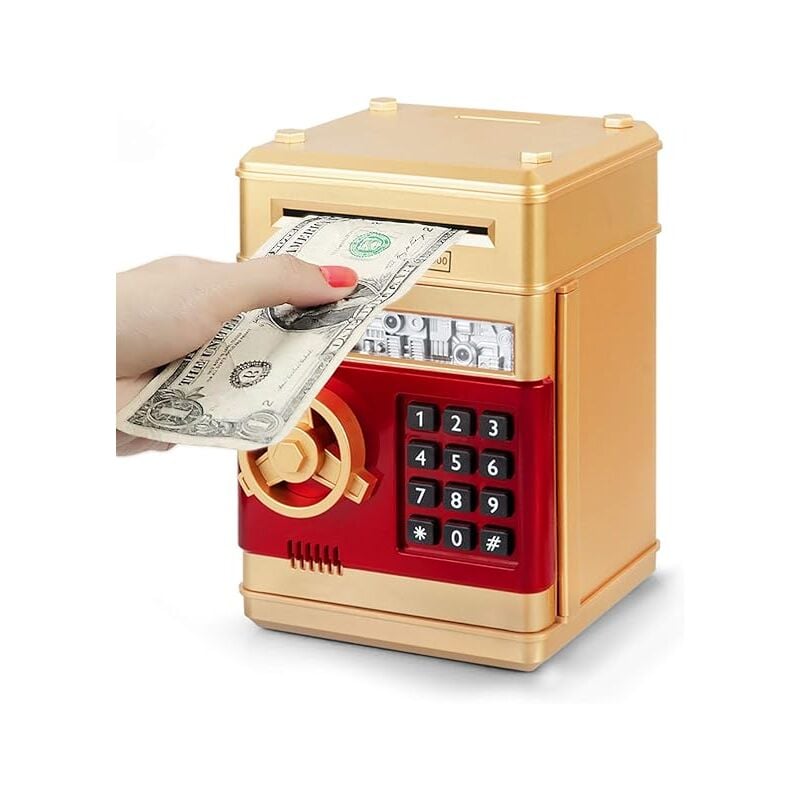 Linghhang - Tirelire à mot de passe (dorée), tirelire en espèces, tirelire à monnaie électronique, cadeau chaud pour les enfants