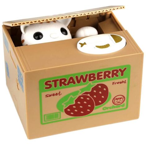 Tirelire chat mignon - Tirelire en forme de chat - Vol - Pour économiser de l'argent - Cadeau pour enfants (fraise)