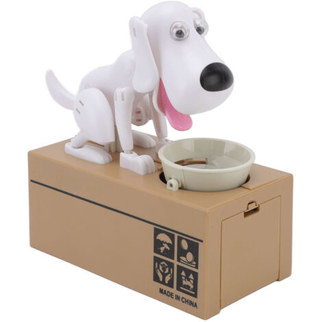 Tirelire Chien Blanc Mignon et Portable pour Enfants - Banque de Pièces Innovante et Cartoon pour Économiser